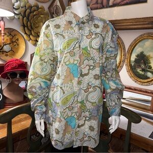 CUSTOM VINTAGE RAGS WASH SZ L Floral Paisley Men's Shirt